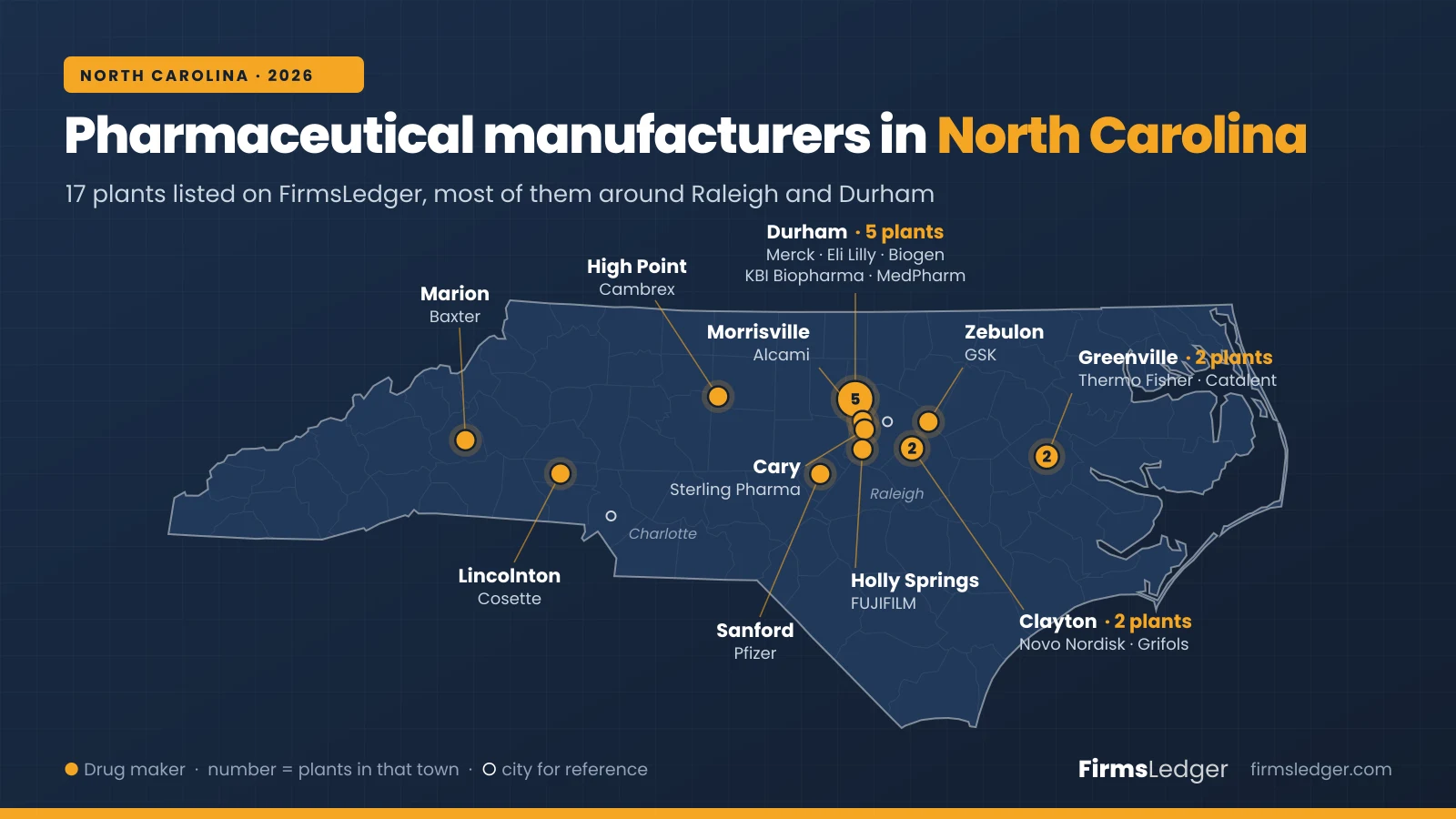 Pharmaceutical manufacturers in North Carolina: 17 plants and what each one makes